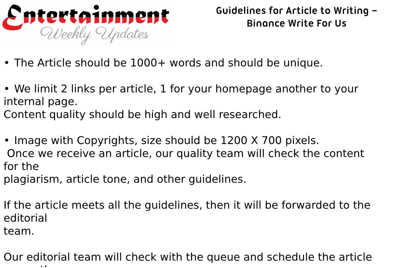 Guidelines for Article to Writing – Binance Write For Us
