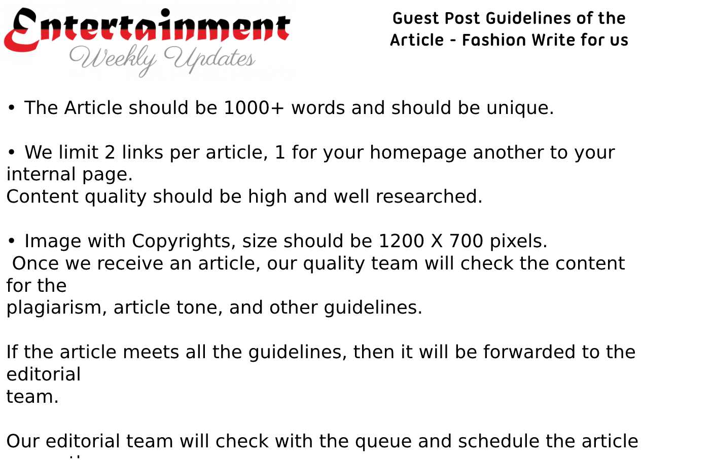 Fashion Write for us Guideline of article
