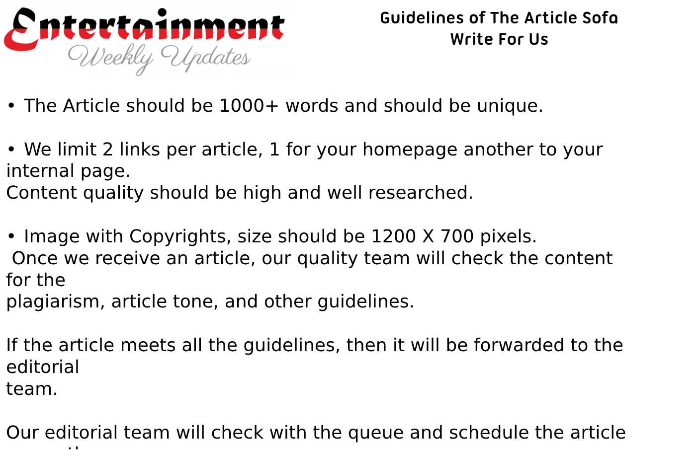 Guidelines of The Article Sofa Write For Us